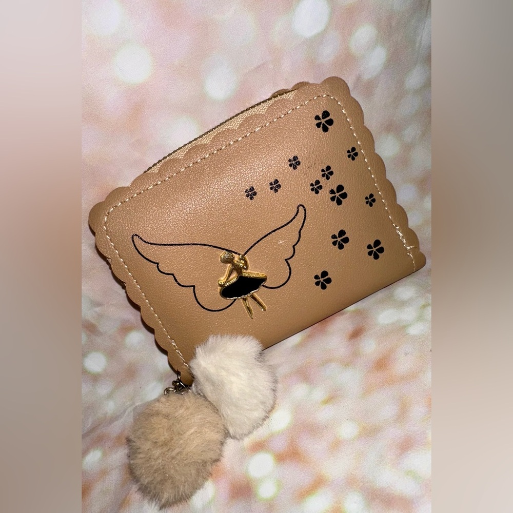 Cute Tan & Pink Wallet with Angel Design